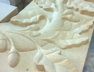 Bespoke Hand-Carved Stone Fireplace with Acorn Artwork 7