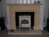 Original stone fireplace