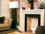 Retro-style stone fireplace